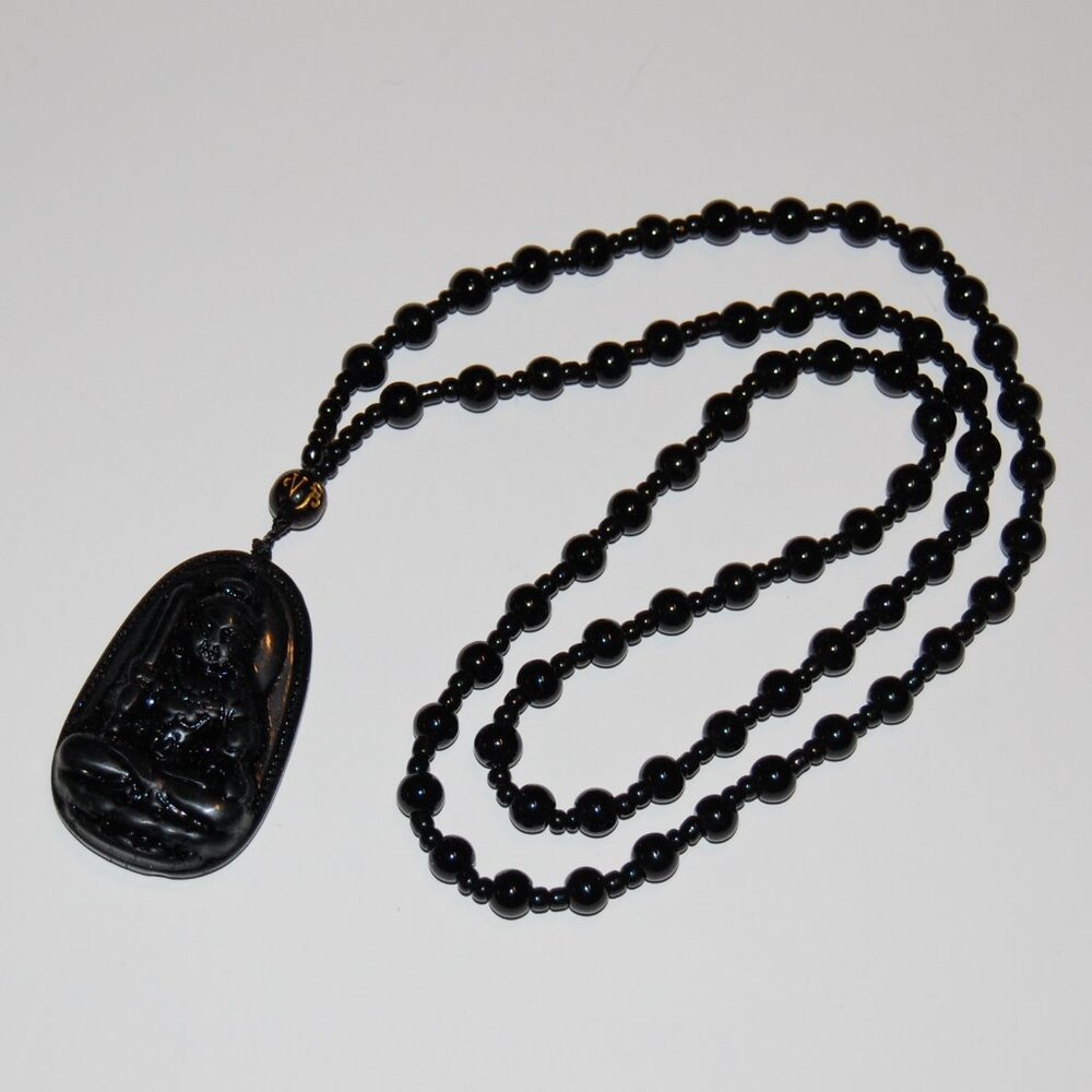 Buddha Necklace,Glass Beaded Necklace,Party Necklace,Sweater Necklace